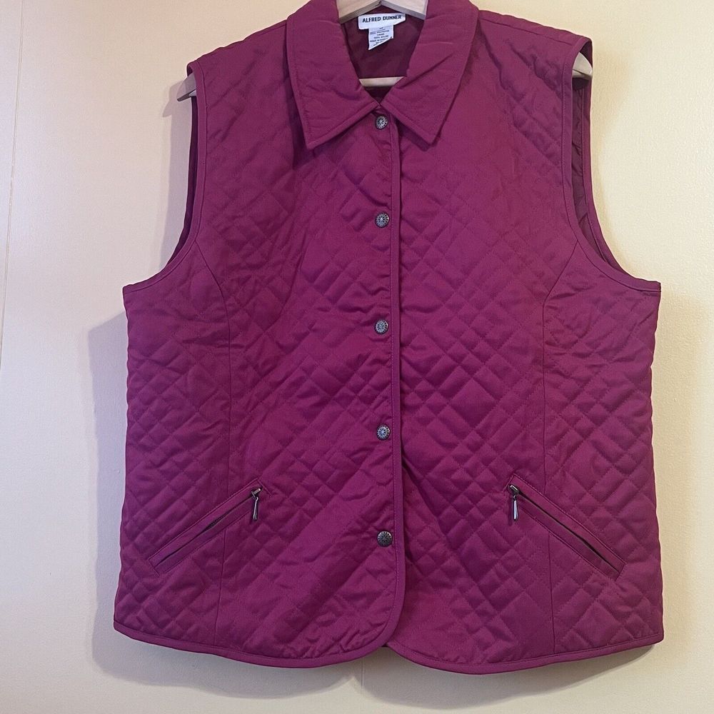 Alfred Dunner Vest Women's Size 14 Quilted Collared Classy Pre-owned
